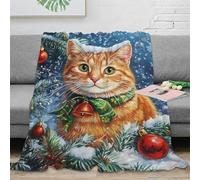 RNDKAUUIE Le Chat de Noël Couverture Imprimée en 3D pour Canapé, Lit, pour Toutes Les Saisons, pour Adultes Et Enfants 40x50inch(100x130cm)