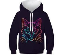 RNDKAUUIE Le Chat Pull Garçon Fille Hoodie Kids Casual Top Jumper 13-15Y