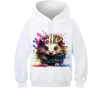 RNDKAUUIE Le hérisson Sweat À Capuche 3D Kids Pullover Sweat À Manches Longues 10-12Y