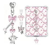 Rngmsi Lot de 3 breloques esthétiques compatibles avec Kindle - Nœud anti-poussière - Avec crochet - Accessoires de décoration pour liseuse électronique de type C - Cadeau pour femme et amateur de