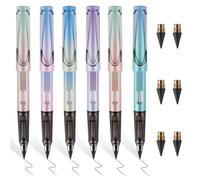 RNHDLY 6PCS Crayon Éternel, Crayons Sans Encre Eternal, Crayons Infinis Portable, Stylo Graphite Remplaçable avec 6 Tête Remplaçable, Gomme, Eternal Technology Écriture Illimitée, Dégradé de Couleur