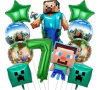 RNHDLY Lot de 11 décorations d'anniversaire pour garçon de 7 ans - Ballon en aluminium réutilisable - Cadeau d'anniversaire d'enfant et fête de jeu