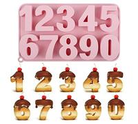 RNHDLY Moule en Chiffre Silicone Moule à Pâtisserie Chiffres Diy, 3D Moule Gateau Chiffre 0-9 Moule Number Cake Chocolat Moule, Moules à Pâtisserie en Chiffres pour Gâteaux, Bonbons, Chocolat, Glaçons