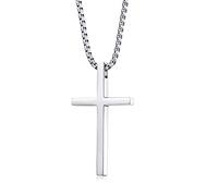 Rnivida Collier avec croix chrétienne pour homme, Philippiens 4:13 en acier inoxydable, Métal, --