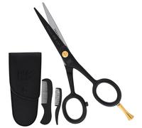 RnK Ciseaux à moustache et barbe de 11,4 cm - Ciseaux à moustache japonais en acier inoxydable de 11,4 cm avec peigne à moustache et pochette, outils de toilettage de précision pour homme avec bord
