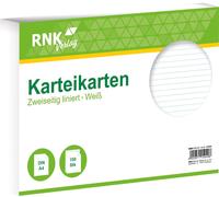 RNK Verlag 115040 Karteikarten - DIN A4, ligné, blanc, 100 cartes