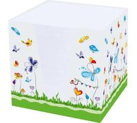 RNK Verlag 46478 Notizklotz "Schmetterlinge" 900 Blatt 70 g/qm weiß 95 x 95 x 95 mm