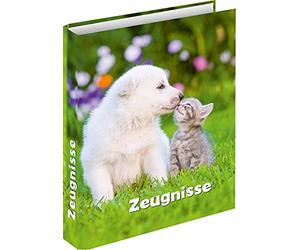 RNKVERLAG 46755 Classeur à anneaux pour chien et chat Format A4 avec mécanisme à 4 anneaux, 1 pièce