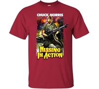 RNMSXAZNR Action Chuck Norris Retro MIA 1980a Movie War Vietnam POW T Red Man t Shirt Red