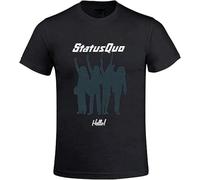 RNMSXAZNR Status Quo Hello Men's T Shirts with Designs Round Neck Black