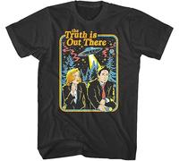 RNMSXAZNR The X Files Truth is Out There Book Cover Men's T Shirt Retro Cartoon Aliens Top Black