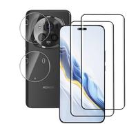 Rnnmeeko Verre trempé Compatible avec Honor Magic 6 Pro Protection écran 2 Pièces et 2 Pièces Caméra Arrière Protecteur, 9H Dureté Anti Rayures HD Protecteur D'écran pour Honor Magic 6 Pro