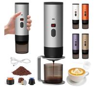 Rnoqamy Machine a Cafe Portable avec Support,Nouveau Cafetière Portable 3 en 1,Affichage Intelligent Machine a Cafe,Rechargeable Cafetiere Electrique Compatible avec Cup et Café Moulu
