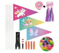 RNPKZ 150CM Drapeau De Vélo, 3 Pièces Fanions de Vélo, Drapeaux de Sécurité de Vélo avec Tige Réglable, Drapeau Réfléchissant, Haute Visibilité,Motif Dino pour Garçons et Filles pour Vélo, Trottinette