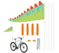 RNPKZ 150CM Drapeau De Vélo, Fanions de Vélo, Drapeaux de Sécurité de Vélo avec Tige Réglable, Drapeau Réfléchissant, Haute Visibilité, Motif Dino, pour Garçons et Filles, pour Vélo, Trottinette, Vert