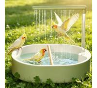 RNPKZ Douche pour oiseaux, perruches, perruches, perruches, oiseaux avec circulation de l'eau de pluie, alimentation USB, baignoire pour inséparables, perruches, munies africaines et aras 32 x 28 cm
