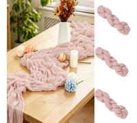 RNPKZ Lot de 3 Chemins de Table en Étamine, 90 x 300 cm Chemin de Table Rose et Romantique, Table Bohème en Gaze, pour Mariages Festivals Remises de Diplôme Dîners Fêtes en Plein Air, Rose Vintage
