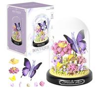 RNPKZ Lot de 582 mini blocs de construction - Bouquet de fleurs avec housse de protection - Blocs de construction - Cadeau pour maman et petite amie (papillon violet)