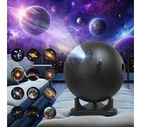 RNPKZ Projecteur Ciel Etoile, HD Planetarium Projecteur, Projecteur Ciel éToilé Galaxie avec 12 Disques d'images, Réglage de Rotation à 360° Pour Chambre Plafond Salon DéCo, Idée Cadeau (Noir)