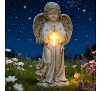 RNPKZ Statue du Jardin des Anges, Lumière Solaire d'ange Priant, Sculpture Ange Gardien avec Lampe LED Solaire, Auto-on, Résistant Aux Intempéries pour Patio, Porche, Cour, Balcon, Cimetière, Tombe