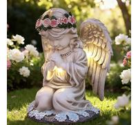 RNPKZ Statue du Jardin des Anges, Lumière Solaire d'ange Priant, Sculpture Ange Gardien avec Lampe LED Solaire, Auto-on, Résistant Aux Intempéries pour Patio, Porche, Cour, Balcon, Cimetière, Tombe