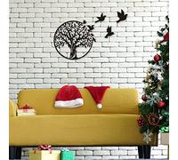 RNQZ Décoration Murale en métal, Arbre de Vie en métal * 1 + Oiseau de Paix * 5, décoration Murale d'arbre à Suspendre, décoration de la Maison, Salon, décoration intérieure,Noir,49CM