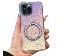 Rnrieyta Bling Coque pour iPhone 16 Pro Max,Brillant Paillette 360 Degré Supporter Bumper Translucide Housse Gradient Etui de Protection