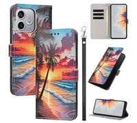 Rnrieyta Full Body Etui à Rabat en PU Cuir pour Honor 600 Lite,Portefeuille Coque de Protection Pochette Cover avec Bracelet Carte Fentes Coloré Peinture Design