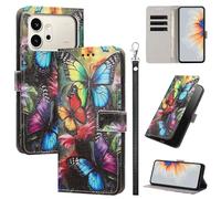Rnrieyta Full Body Etui à Rabat en PU Cuir pour Honor 600,Portefeuille Coque de Protection Pochette Cover avec Bracelet Carte Fentes Coloré Peinture Design