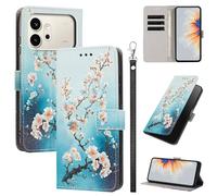 Rnrieyta Full Body Etui à Rabat en PU Cuir pour Honor 600 Pro,Portefeuille Coque de Protection Pochette Cover avec Bracelet Carte Fentes Coloré Peinture Design