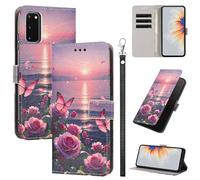 Rnrieyta Full Body Etui à Rabat en PU Cuir pour Samsung Galaxy S20 Plus,Portefeuille Coque de Protection Pochette Cover avec Bracelet Carte Fentes Coloré Peinture Design
