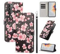 Rnrieyta Full Body Etui à Rabat en PU Cuir pour Samsung Galaxy S21 Plus,Portefeuille Coque de Protection Pochette Cover avec Bracelet Carte Fentes Coloré Peinture Design