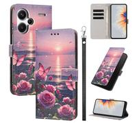 Rnrieyta Full Body Etui à Rabat en PU Cuir pour Xiaomi Redmi Note 13 Pro Plus 5G,Portefeuille Coque de Protection Pochette Cover avec Bracelet Carte Fentes Coloré Peinture Design