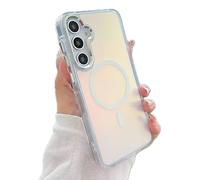 Rnrieyta Holographique Magnétique Coque pour Samsung Galaxy A34 5G,Compatible avec Magsafe Irisée Étui Laser Housse Iridescent Mate Fluorescente Gradient Colorée Translucide Case
