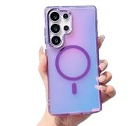 Rnrieyta Holographique Magnétique Coque pour Samsung Galaxy S26 Ultra,Compatible avec Magsafe Irisée Étui Laser Housse Iridescent Mate Fluorescente Gradient Colorée Translucide Case