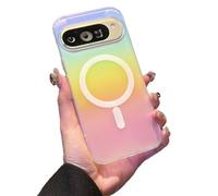 Rnrieyta Miagon Colorée Laser Magnétique Coque per Google Pixel 10/10 Pro,Compatible avec MagSafe Holographic Givré Étui Iridescent Bling Solide Mat Back Translucide Slim Dur Housse