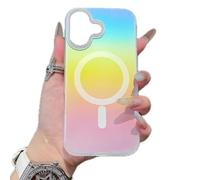 Rnrieyta Miagon Colorée Laser Magnétique Coque per iPhone 16,Compatible avec MagSafe Holographic Givré Étui Iridescent Bling Solide Mat Back Translucide Slim Dur Housse