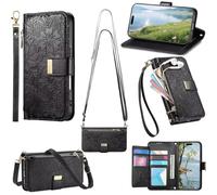 Rnrieyta Miagon Crossbody Fermeture éclair Gaufrage Fleur Coque pour Honor Magic 5 Lite,Portefeuille Rabattable PU Cuir Étui avec 6 Compartiment Cartes Protection Flip Case