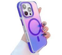 Rnrieyta Miagon Fluorescente Coque pour iPhone 13 Pro Max,Irisée Holographique Iridescent Étui [Compatible avec Magsafe] Magnétique Case Amortisseur de Chocs Housse