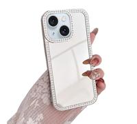 Rnrieyta Miagon Miroir Diamant Coque pour iPhone 15,Housse Glitter Bling Strastones Cadre Placage Maquillage Mirror Effet Bumper Etui Paillettes Cover Coquille de Protection