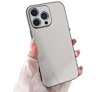 Rnrieyta Miagon Noir Cadre Miroir Coque pour iPhone 15 Pro,Housse Brillant Maquillage Placage Mirror Effet Rigide Mince Bumper Etui Cover Coquille de Protection