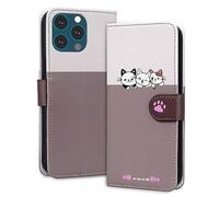 Rnrieyta Miagon pour iPhone 12 Pro Max Coque,Etui Mignon Chien Chat Motif Épissé Portefeuille Case Magnetique Antichoc Clapet Protection Carte Housse PU Cuir Cover,Violet
