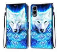 Rnrieyta Miagon PU Cuir Coque pour Samsung Galaxy S25 Edge,Coloré Motif Portefeuille Étui Housse Cover avec Stand Support Porte-Cartes de Crédit,Rose Loup