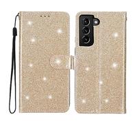 Rnrieyta Nadoli Glitter Étui pour Samsung Galaxy S23 Plus,Étui de Cuir Brillant Bling Book Flip Stand Card Portefeuille Housse de Protection Folio,Or