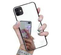 Rnrieyta Noir Cadre Miroir Coque pour iPhone 12,Housse Clair Brillant Maquillage Mirror Effet Rigide PC Mince Bumper Etui Cover Coquille de Protection