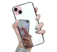 Rnrieyta Noir Cadre Miroir Coque pour iPhone 15 Plus,Housse Clair Brillant Maquillage Mirror Effet Rigide PC Mince Bumper Etui Cover Coquille de Protection