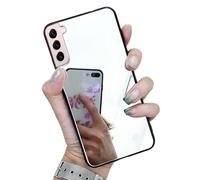 Rnrieyta Noir Cadre Miroir Coque pour Samsung Galaxy S21 FE,Housse Clair Brillant Maquillage Mirror Effet Rigide PC Mince Bumper Etui Cover Coquille de Protection
