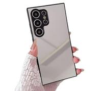 Rnrieyta Noir Cadre Miroir Coque pour Samsung Galaxy S23 Ultra,Housse Clair Brillant Maquillage Mirror Effet Rigide PC Mince Bumper Etui Cover Coquille de Protection