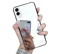 Rnrieyta Noir Cadre Miroir Coque pour Samsung Galaxy S25 Edge,Housse Clair Brillant Maquillage Mirror Effet Rigide PC Mince Bumper Etui Cover Coquille de Protection
