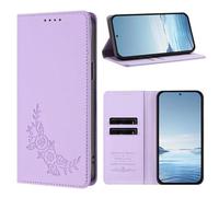 Rnrieyta pour Honor Magic 6 Lite RFID Coque Antichoc Housse Portefeuille en Cuir PU Embossé Fleur Porte-Cartes Support Réglable Magnétique Étui
